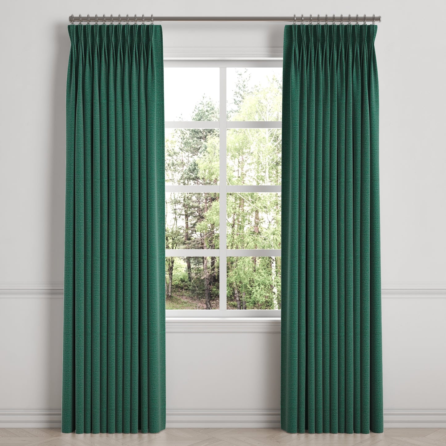 Pinch Pleat Drapery in Slubby Linen - Spruce