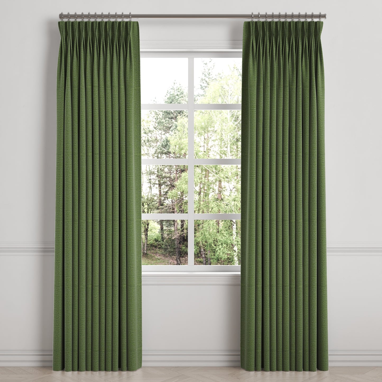 Pinch Pleat Drapery in Slubby Linen - Clover