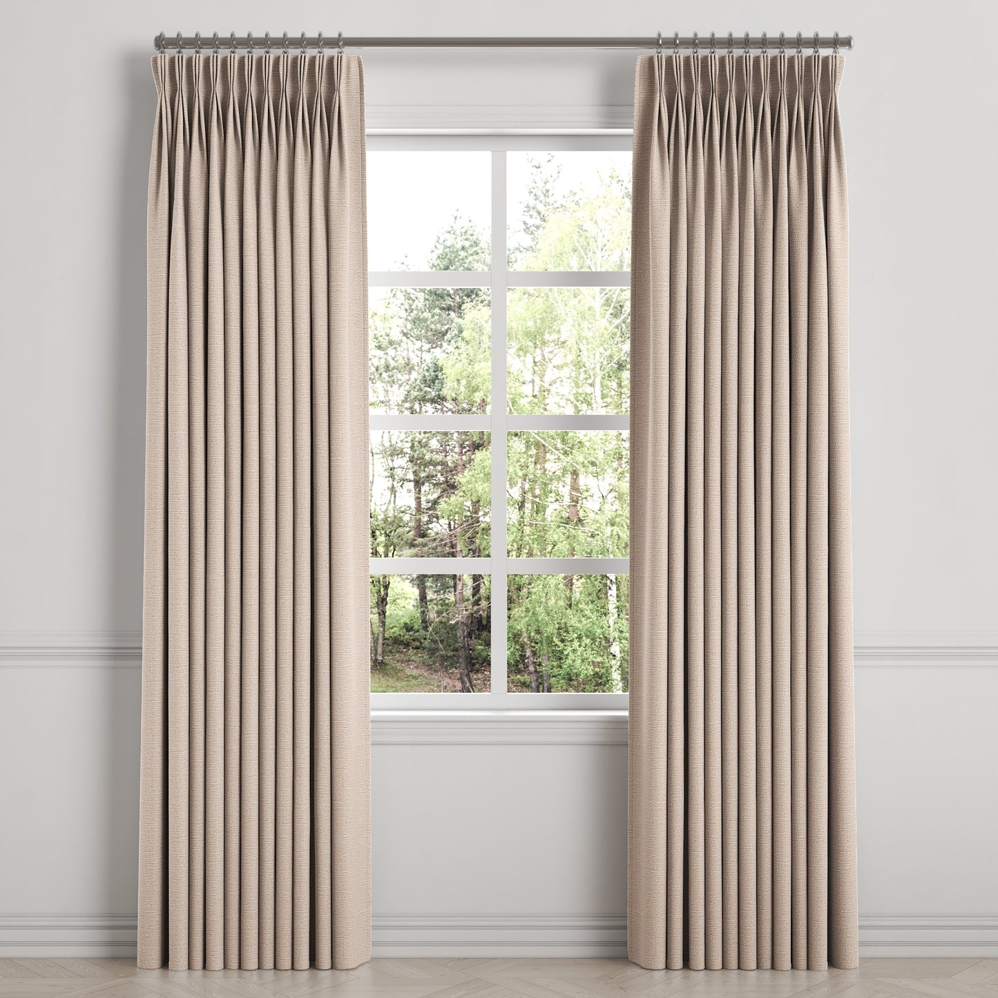 Pinch Pleat Drapery in Slubby Linen - Cashmere