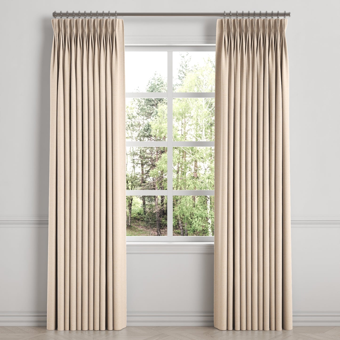 Pinch Pleat Drapery in Slubby Linen - Cream