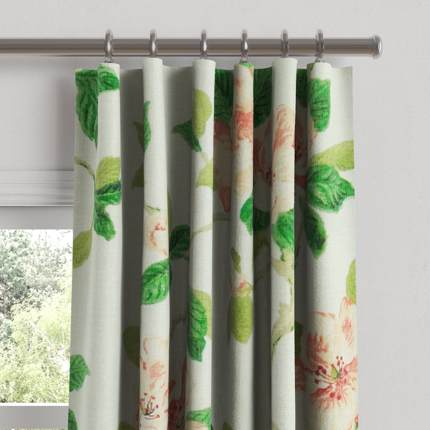 Convertible Drapery in Grandma's Floral - Coral