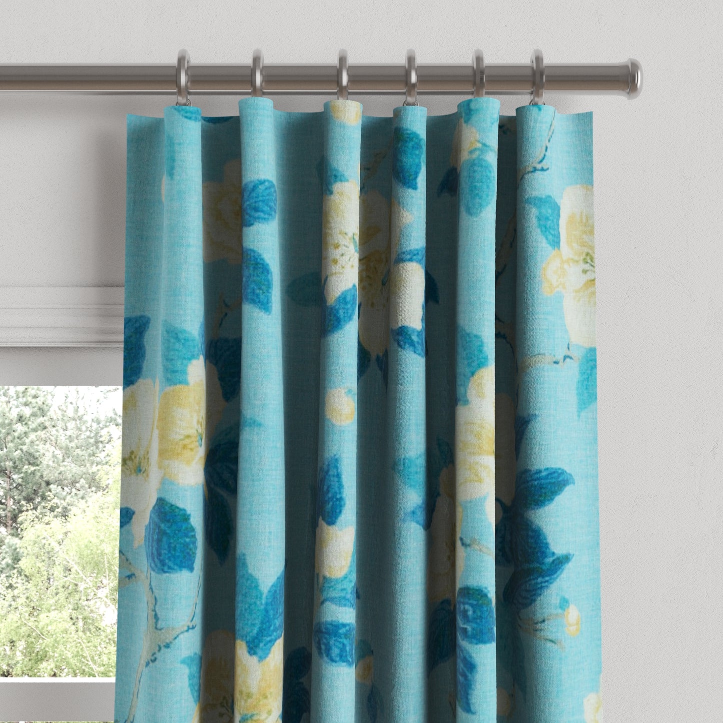 Convertible Drapery in Grandma's Floral - Pale Blue