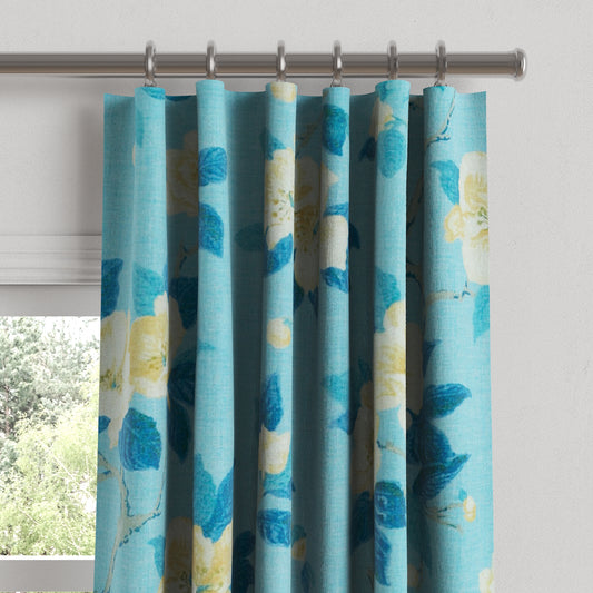 Convertible Drapery in Grandma's Floral - Pale Blue