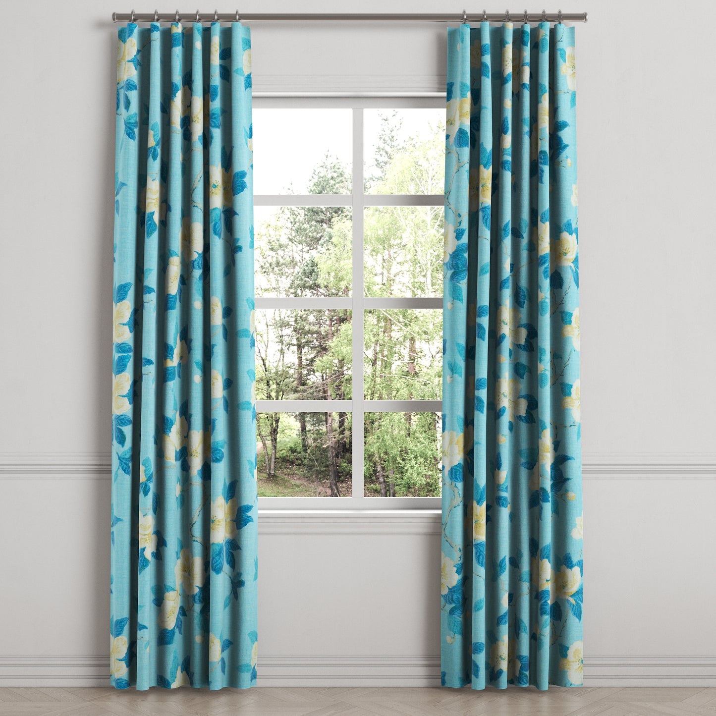 Convertible Drapery in Grandma's Floral - Pale Blue