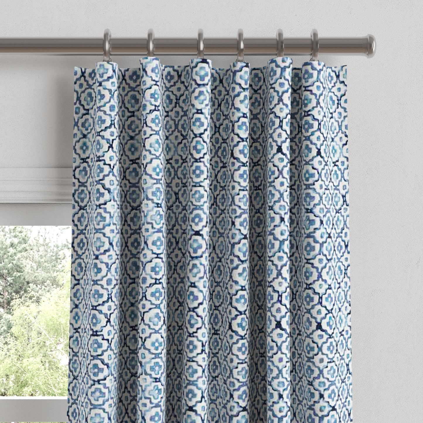 Convertible Drapery in Positive Print - Azure