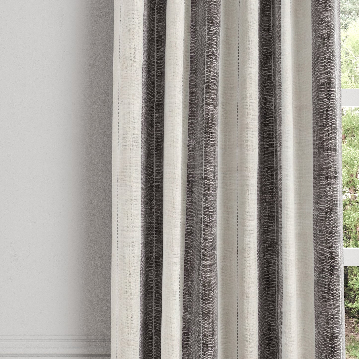 Convertible Drapery in French Laundry Stripe - Midnights