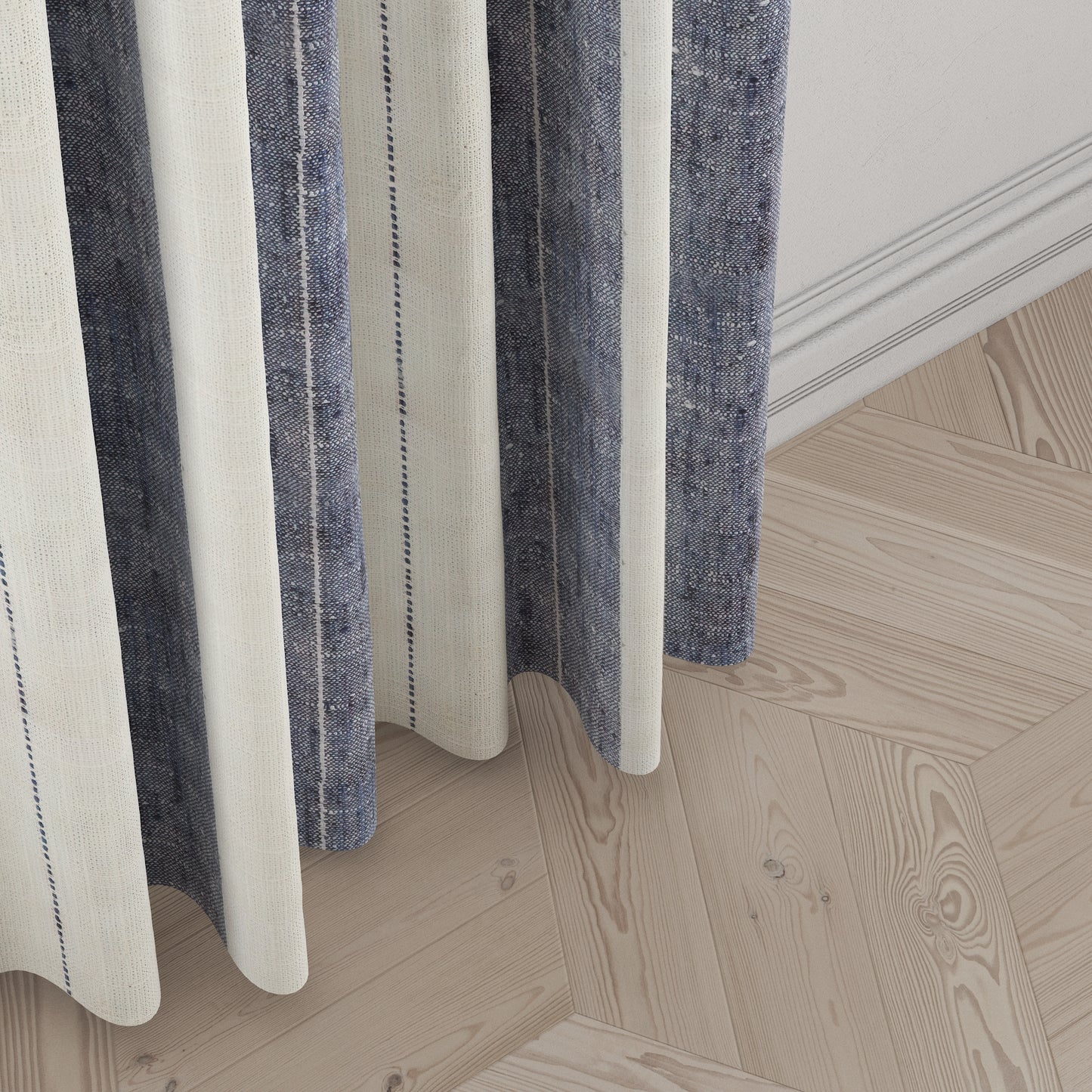 Convertible Drapery in French Laundry Stripe - Navy