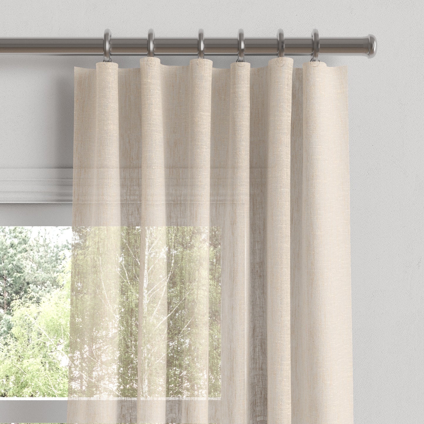 Convertible Drapery in Linen Sheer - Ecru