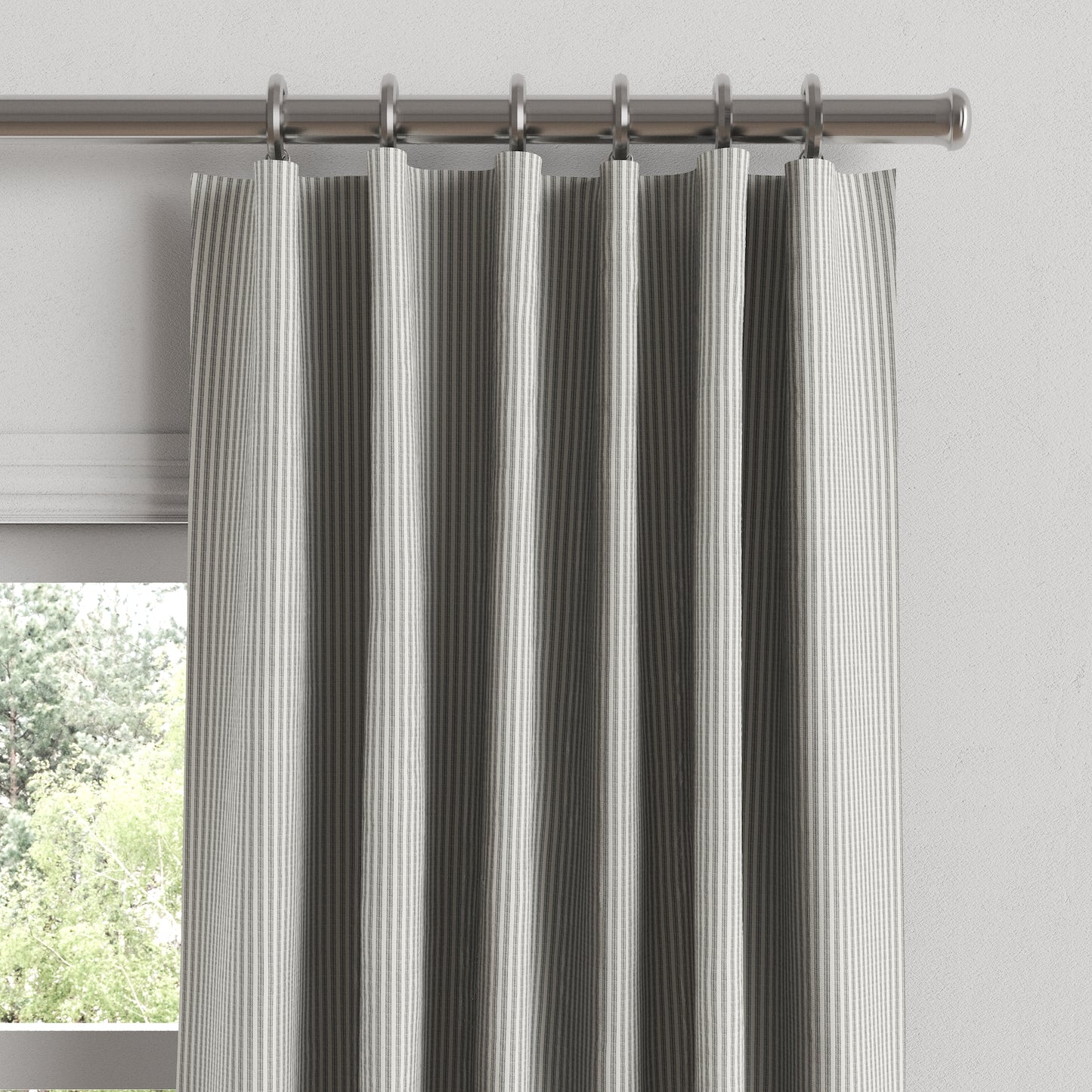 Convertible Drapery in Little White Line - Black