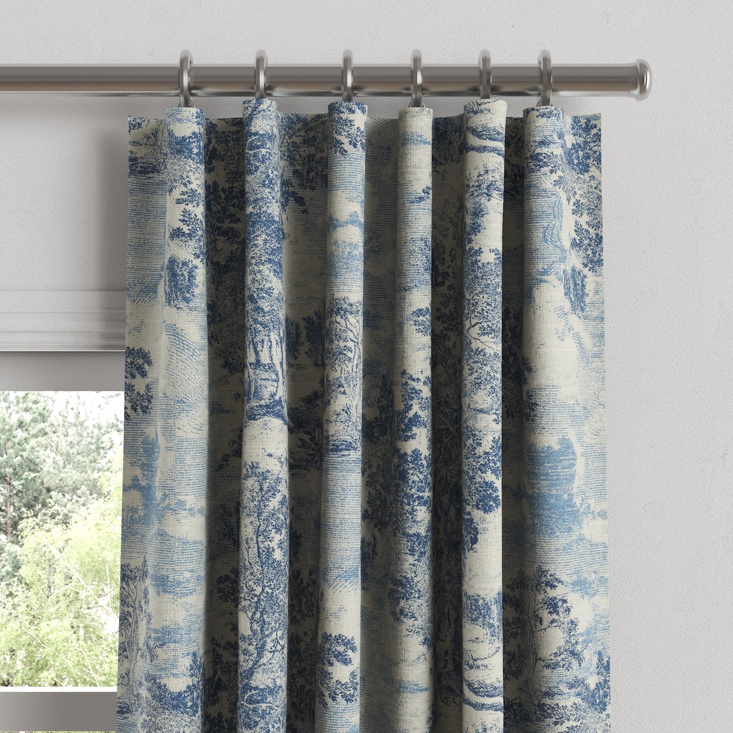 Convertible Drapery in Country Toile - Sapphire