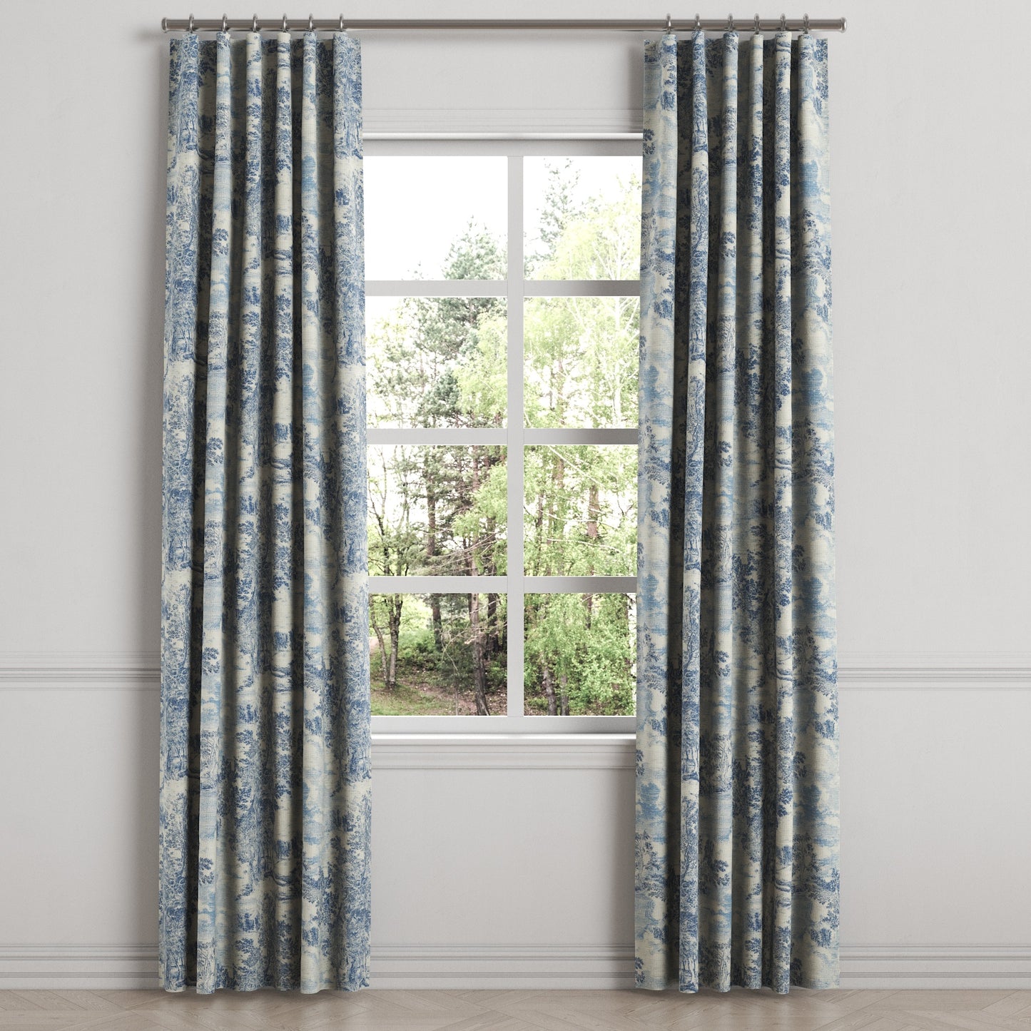Convertible Drapery in Country Toile - Sapphire