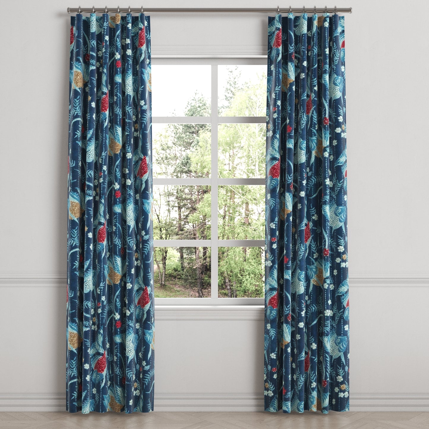 Convertible Drapery in Koi Pond - Blue
