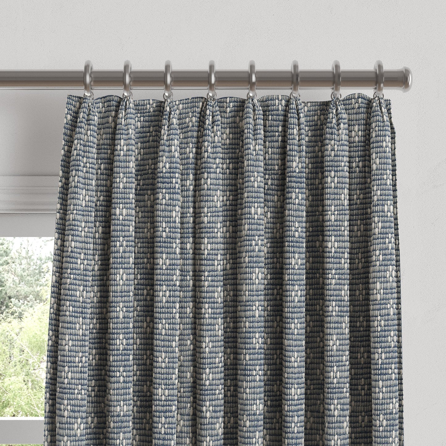 Euro Pleat Drapery in Ditsy - Indigo