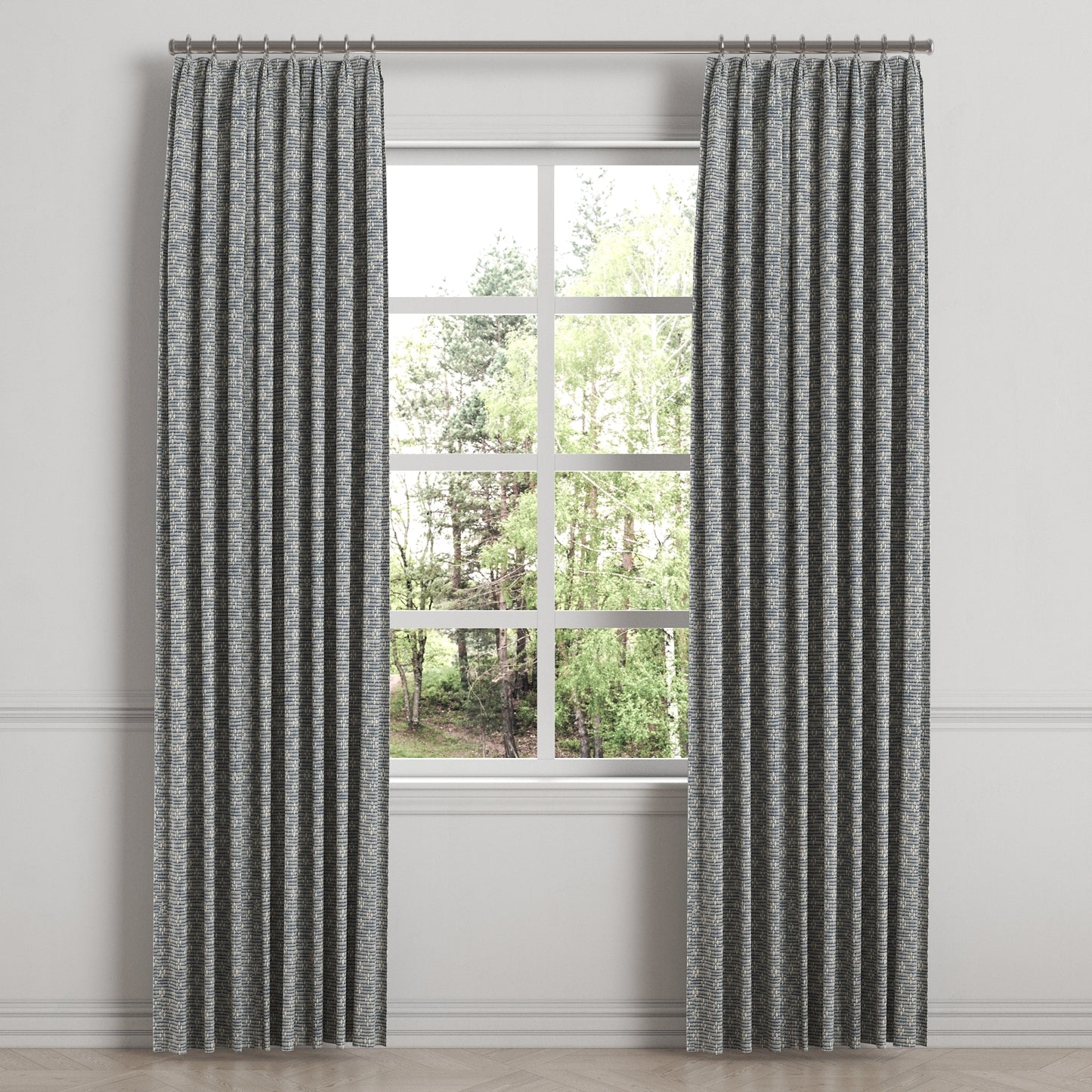 Euro Pleat Drapery in Ditsy - Indigo