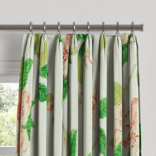 Euro Pleat Drapery in Grandma's Floral - Coral