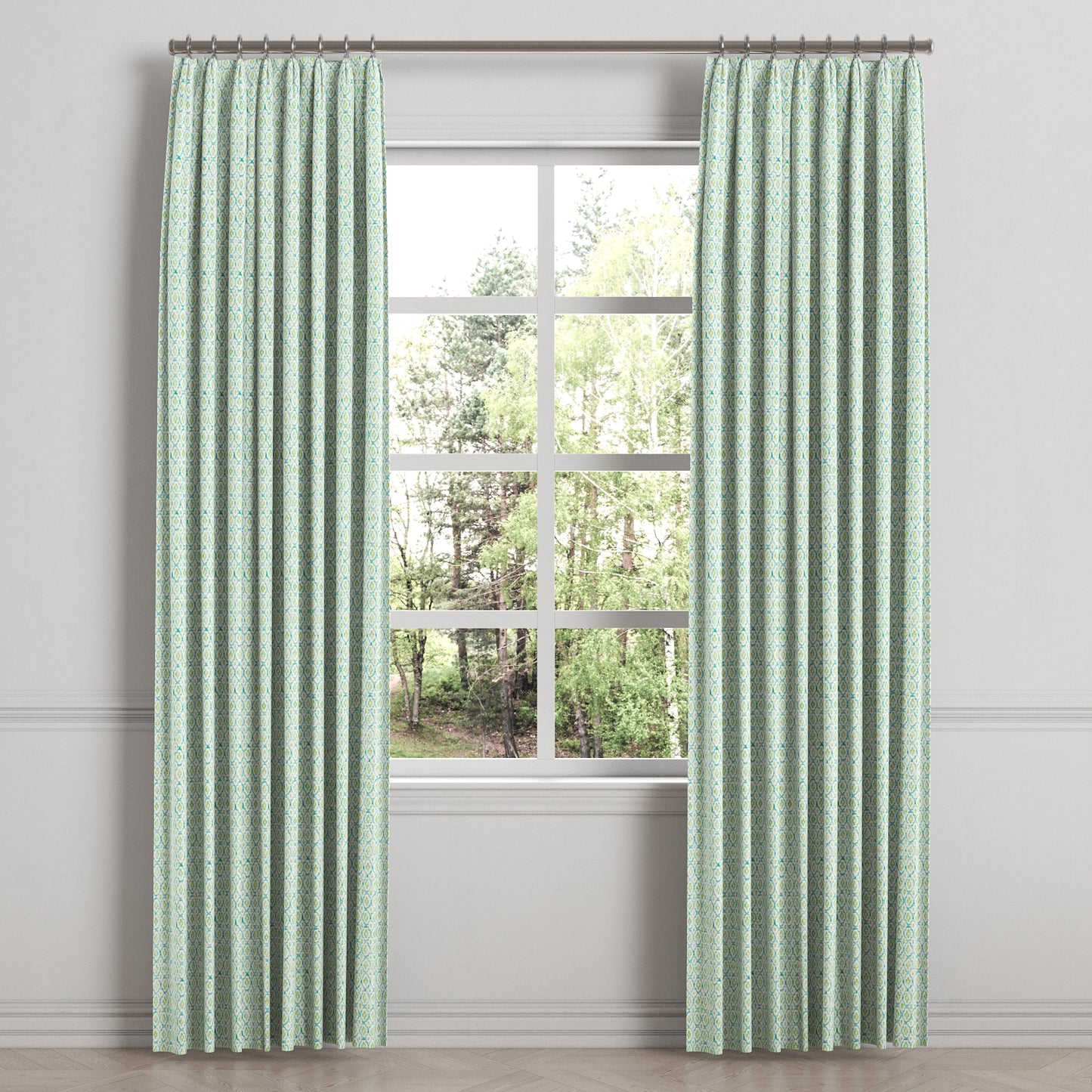 Euro Pleat Drapery in Positive Print - Emerald