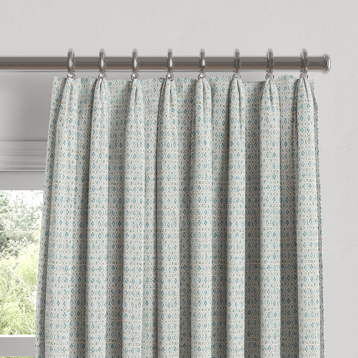 Euro Pleat Drapery in Positive Print - Rain