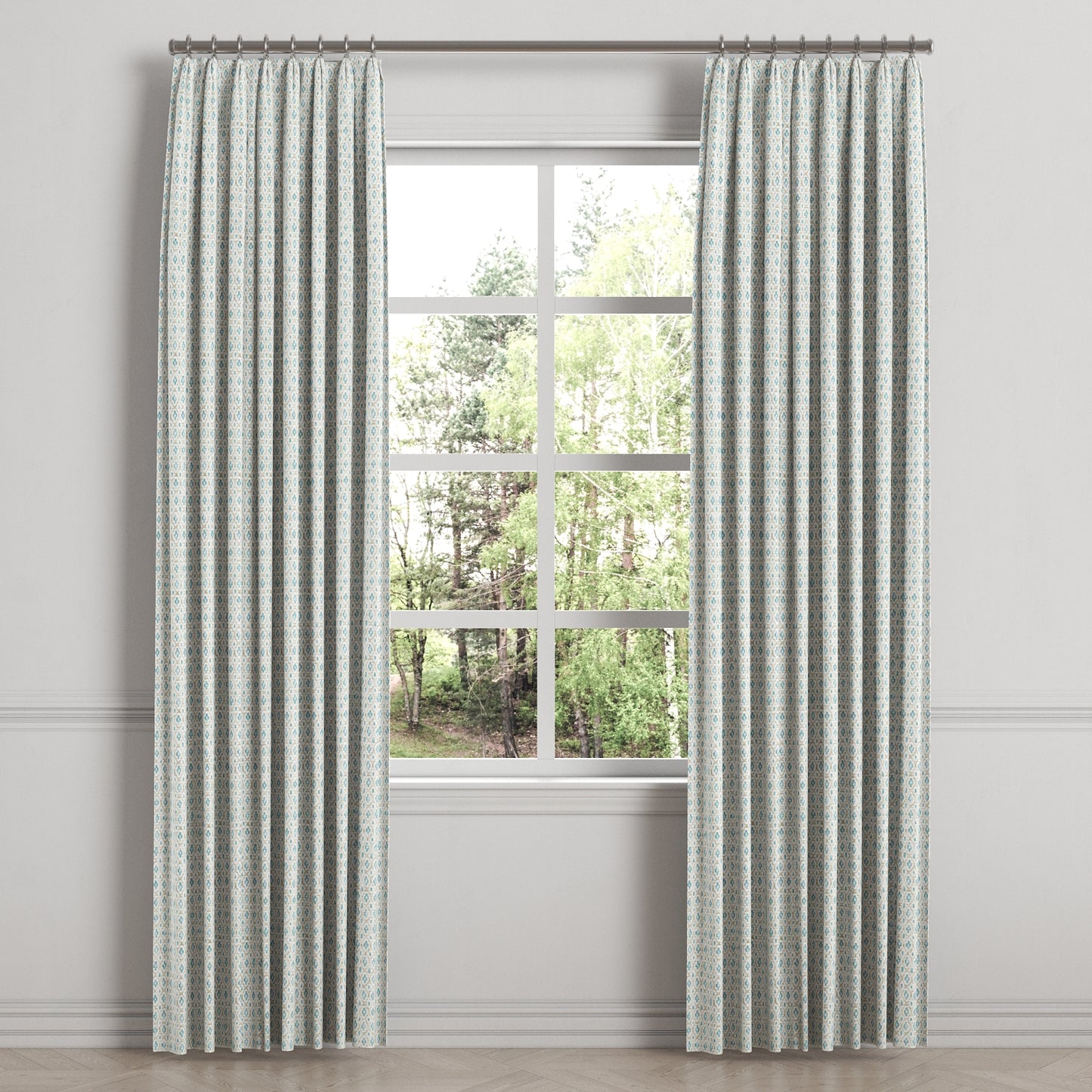Euro Pleat Drapery in Positive Print - Rain