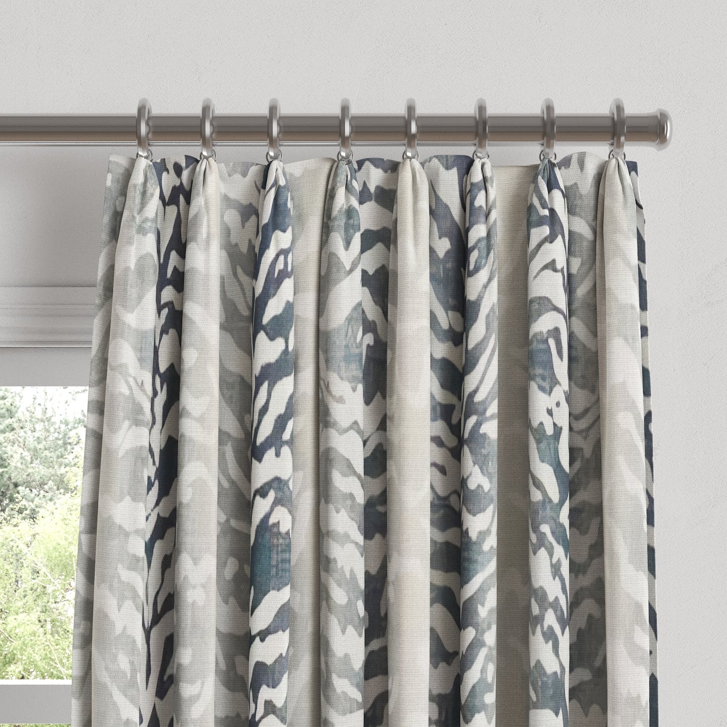 Euro Pleat Drapery in Tiger - Blue
