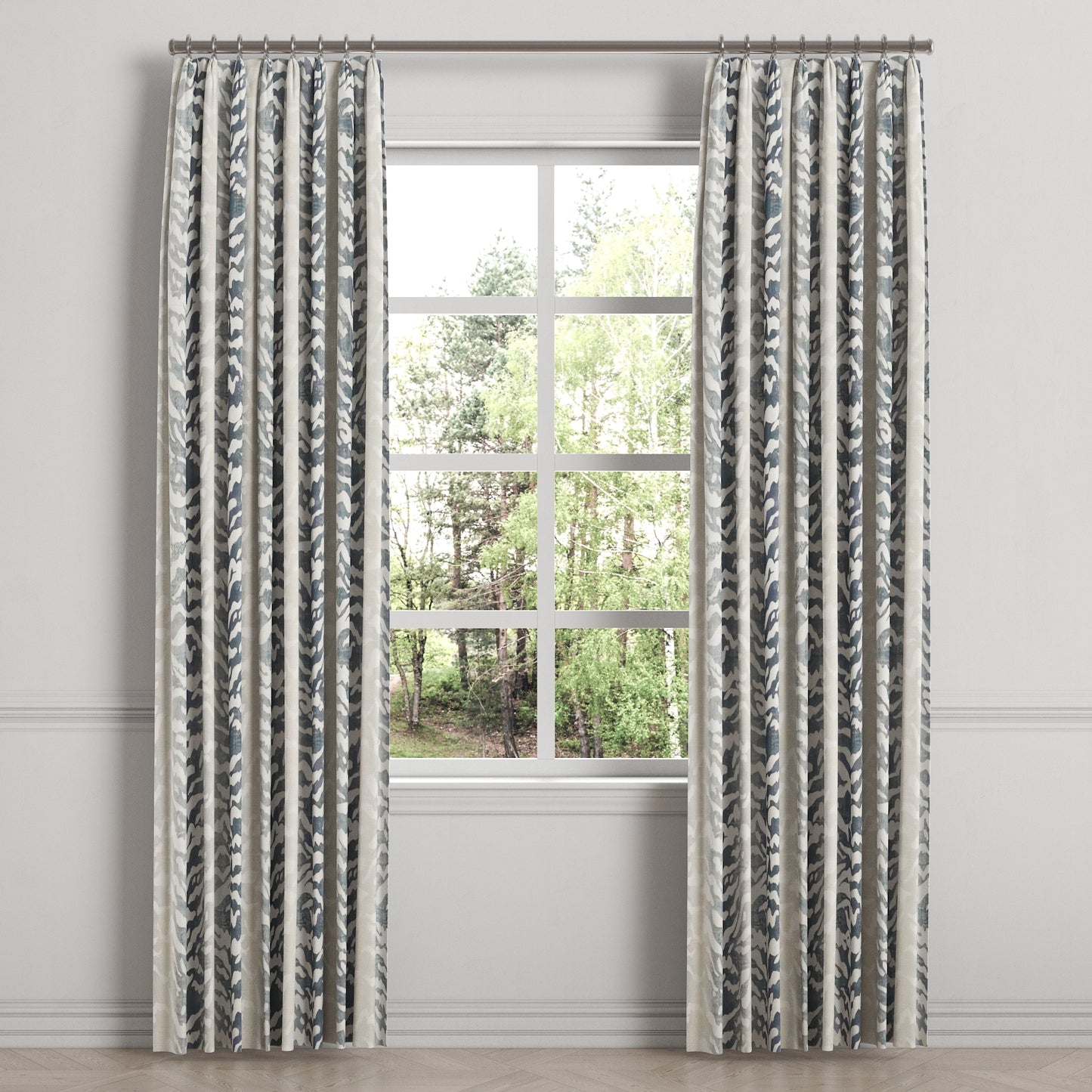 Euro Pleat Drapery in Tiger - Blue