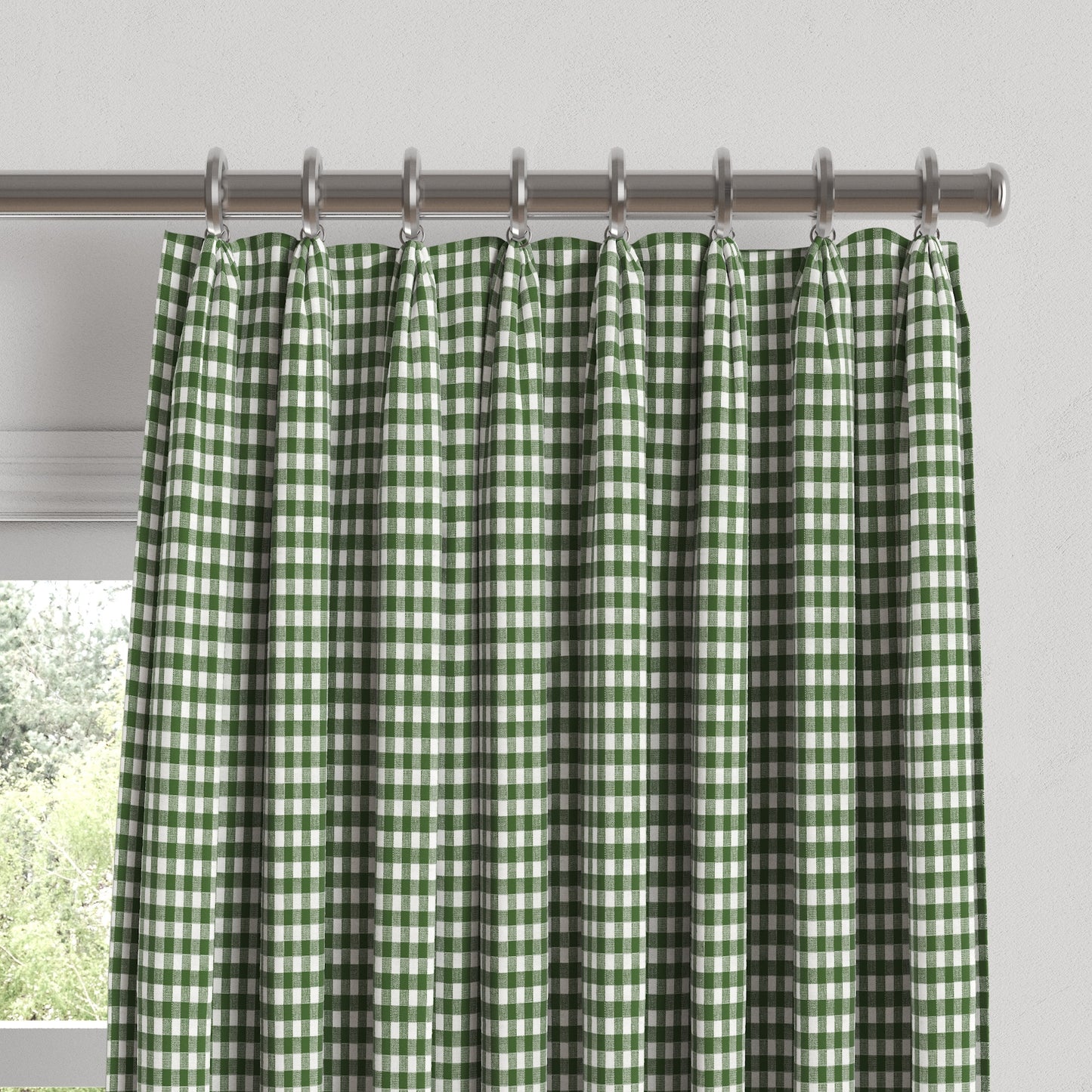 Euro Pleat Drapery in Gingham - Fir