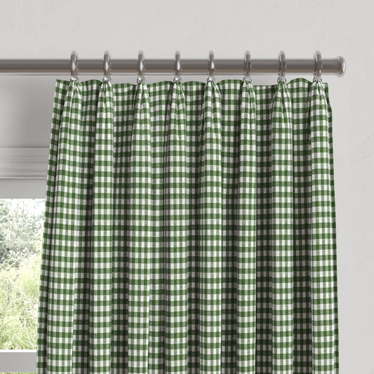 Euro Pleat Drapery in Gingham - Fir