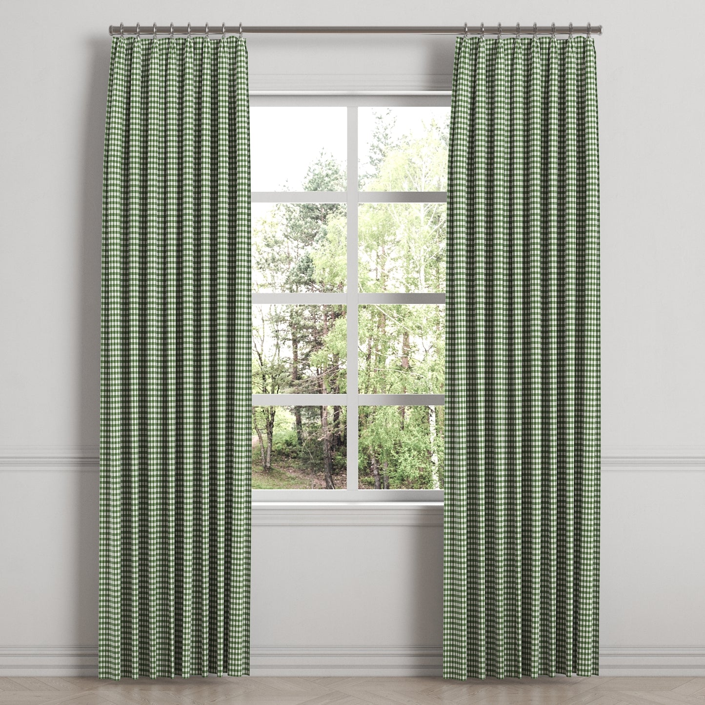 Euro Pleat Drapery in Gingham - Fir