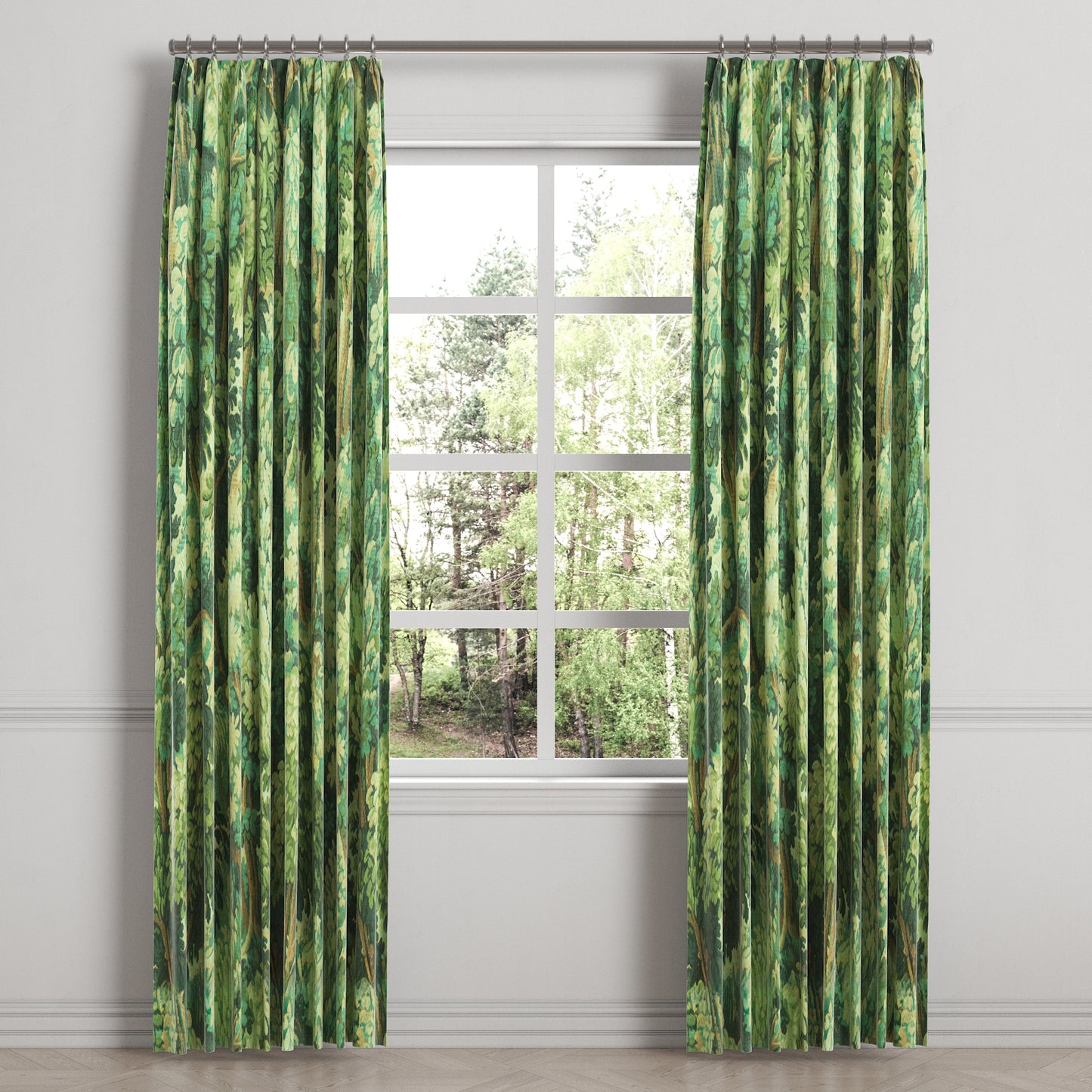 Euro Pleat Drapery in Enchanted Forest - Emerald