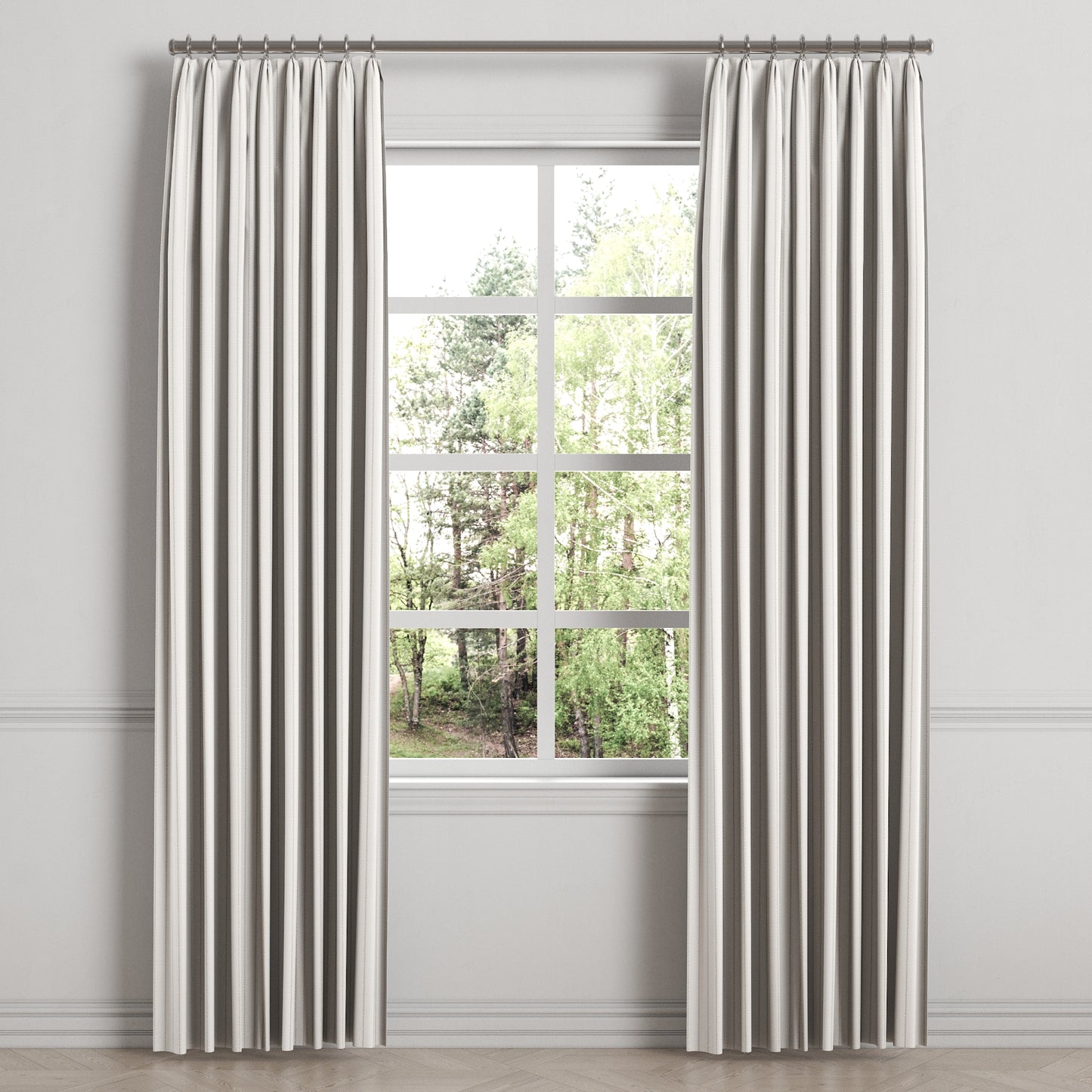 Euro Pleat Drapery in Sand Dollar Stripes