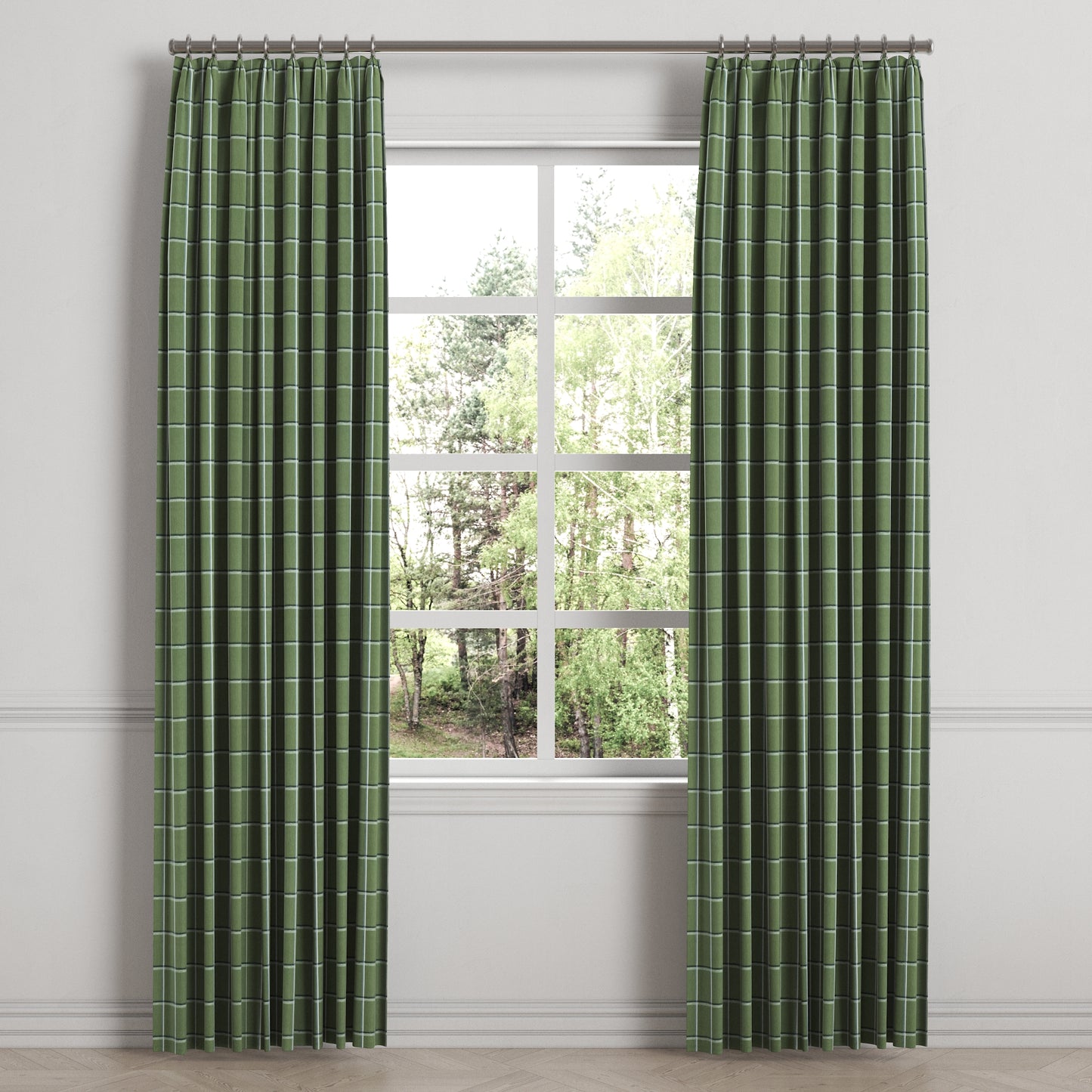 Euro Pleat Drapery in Check With Me - Pine