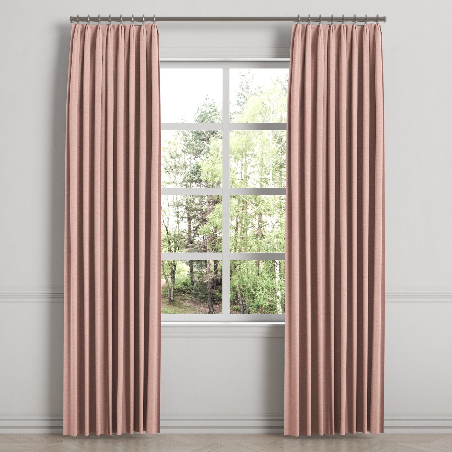 Euro Pleat Drapery in Slubby Linen - Think Pink