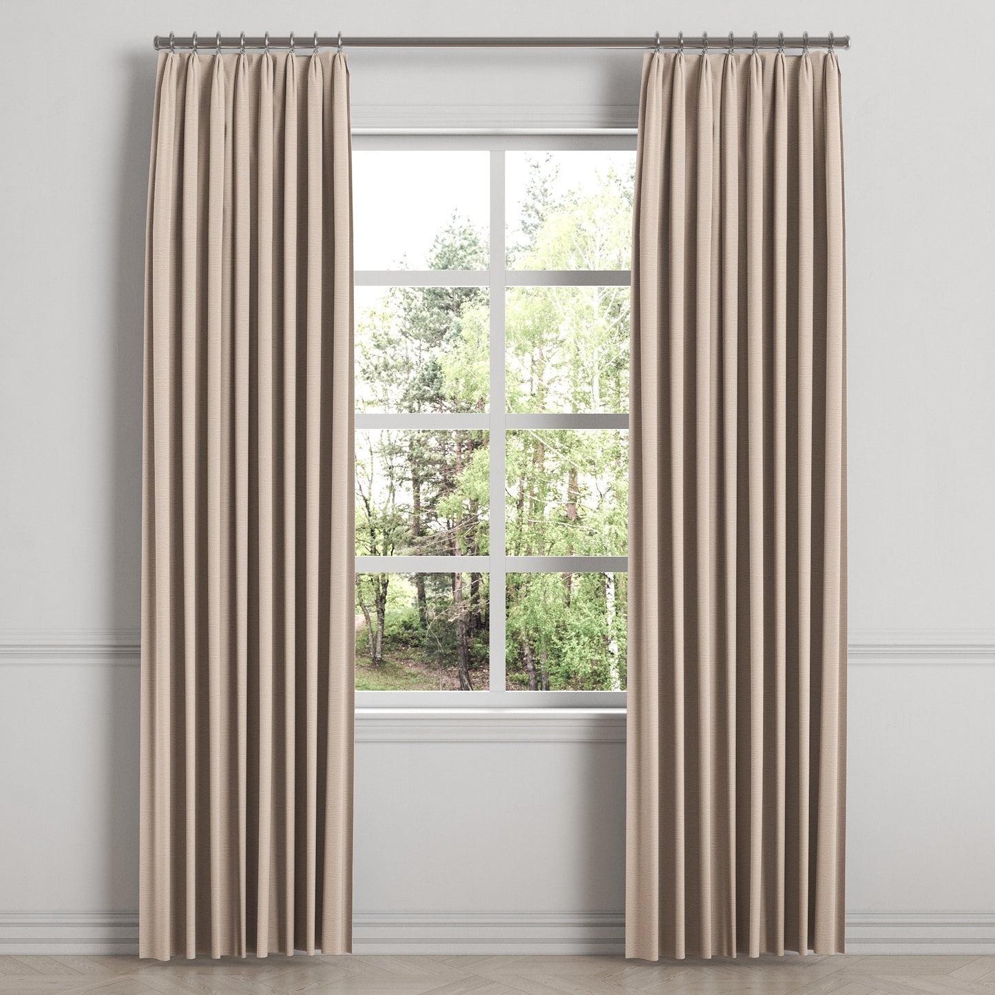 Euro Pleat Drapery in Slubby Linen - Cashmere