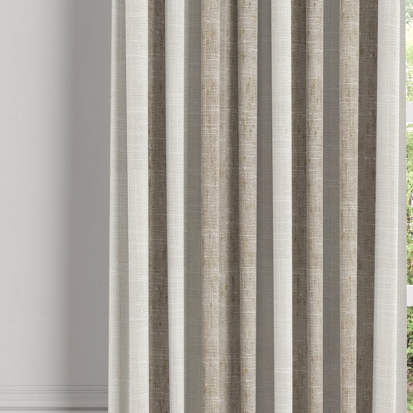 Euro Pleat Drapery in French Laundry Stripe - Champagne