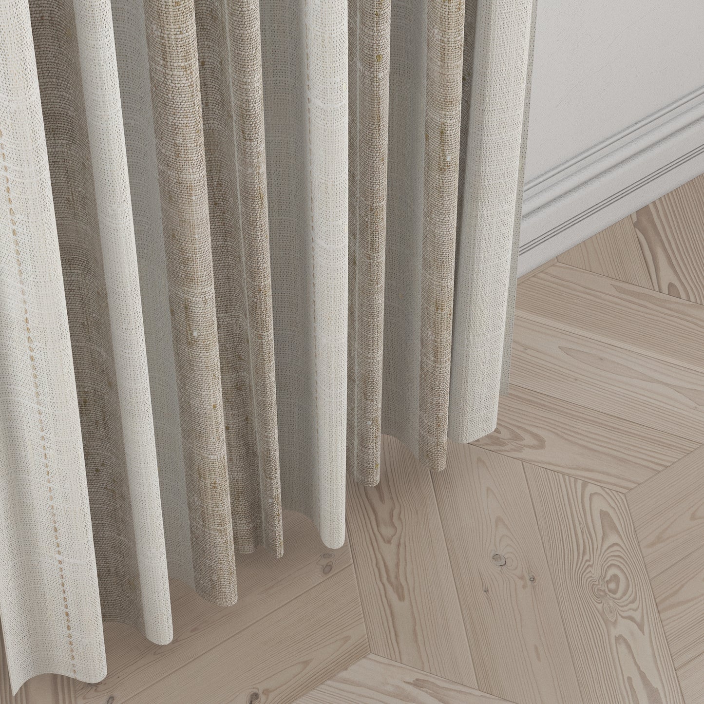 Euro Pleat Drapery in French Laundry Stripe - Champagne