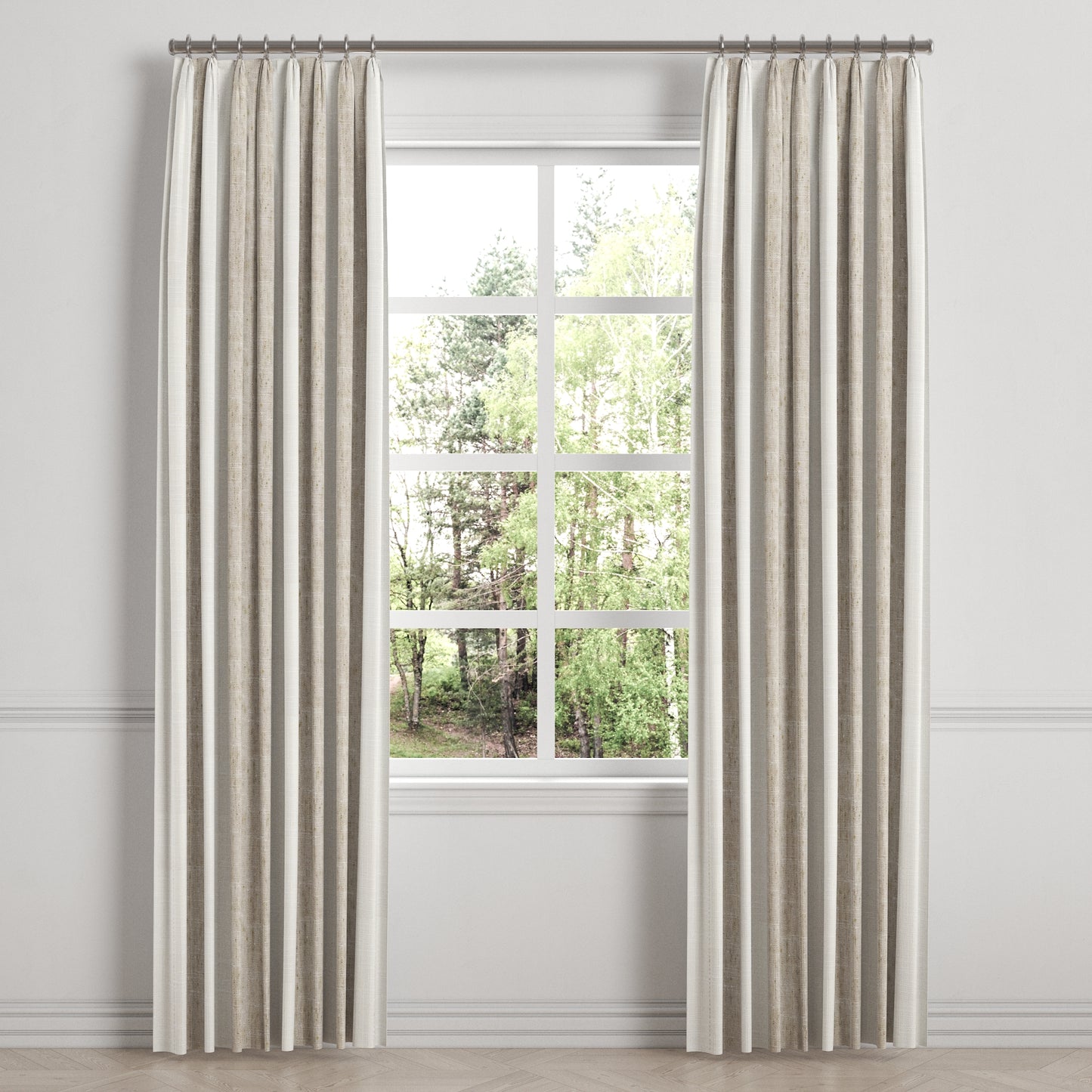 Euro Pleat Drapery in French Laundry Stripe - Champagne