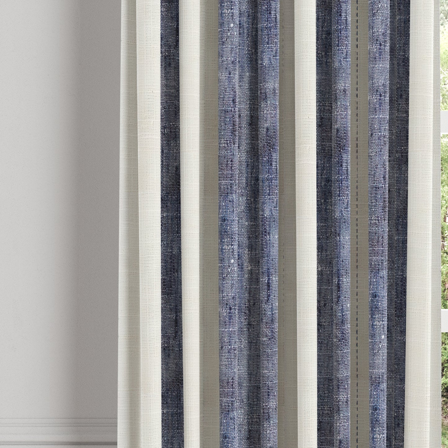 Euro Pleat Drapery in French Laundry Stripe - Navy