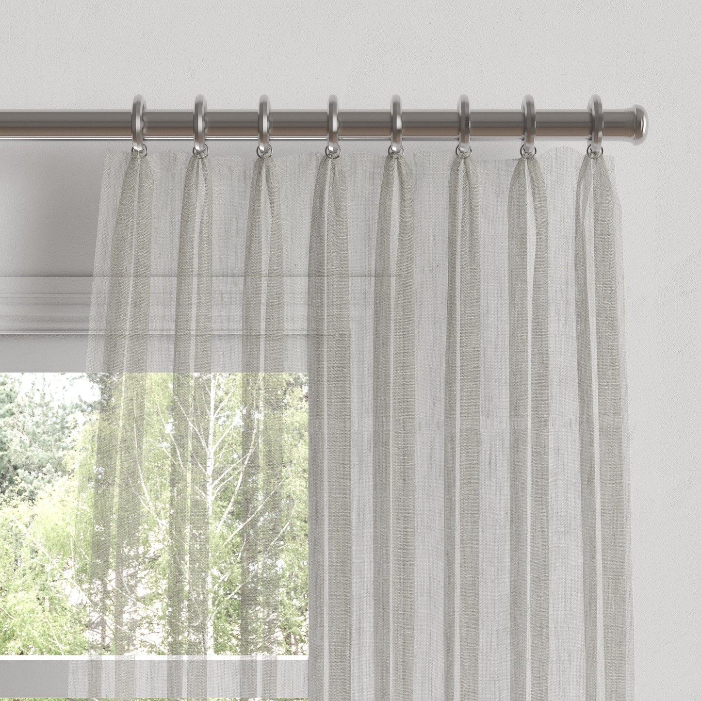 Euro Pleat Drapery in Linen Sheer - Cinder