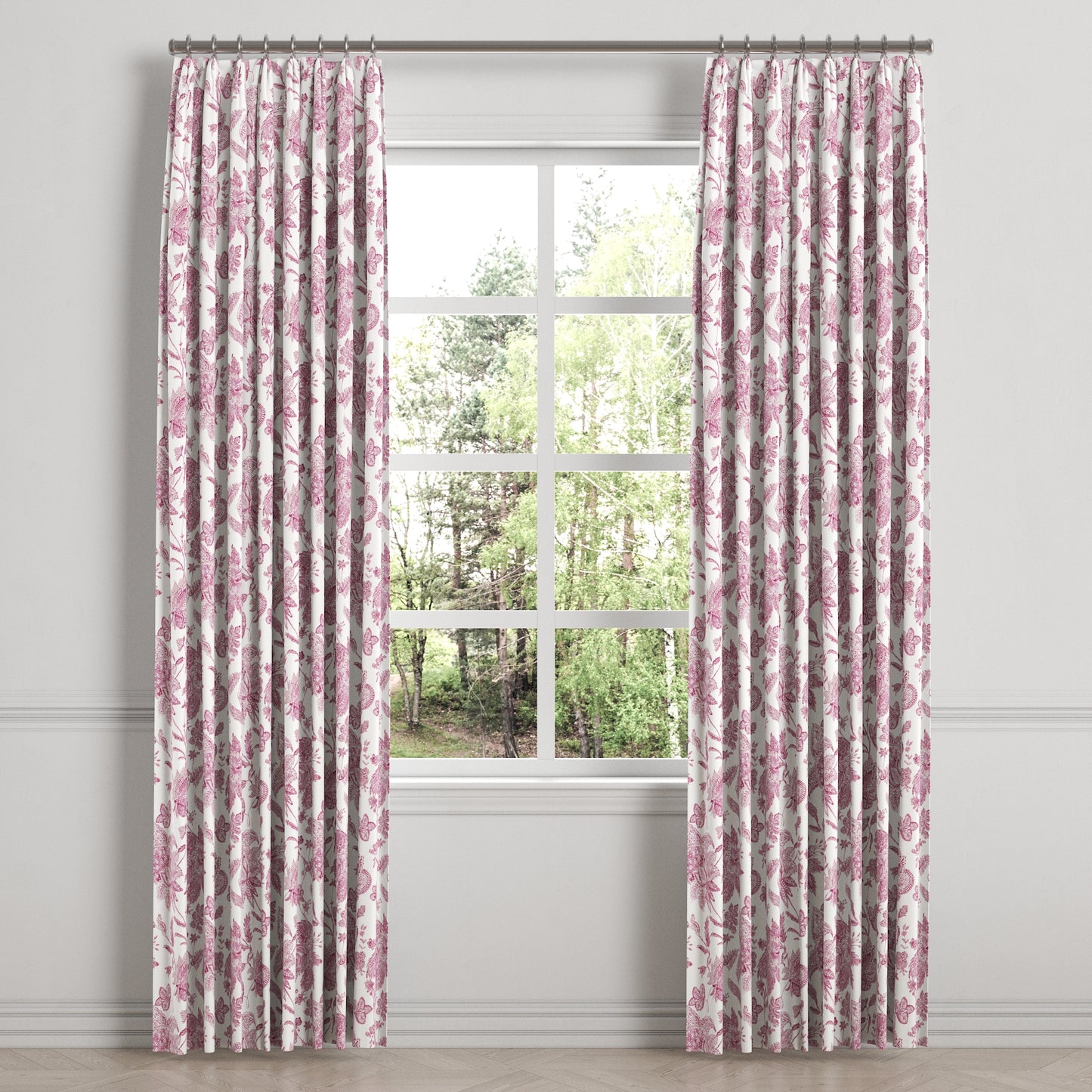 Euro Pleat Drapery in Toile - Strawberry