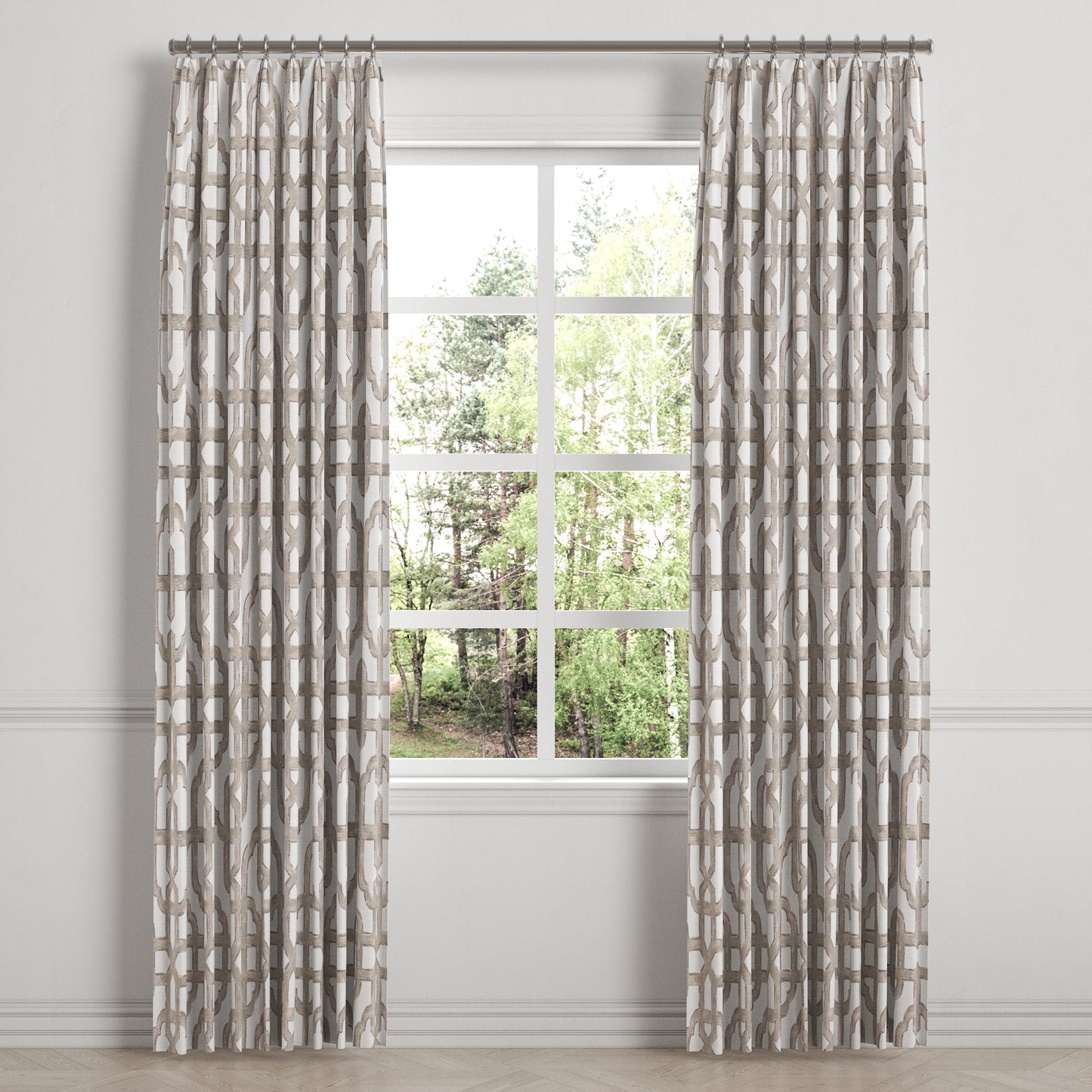 Euro Pleat Drapery in Trellis Like It Is - Beige