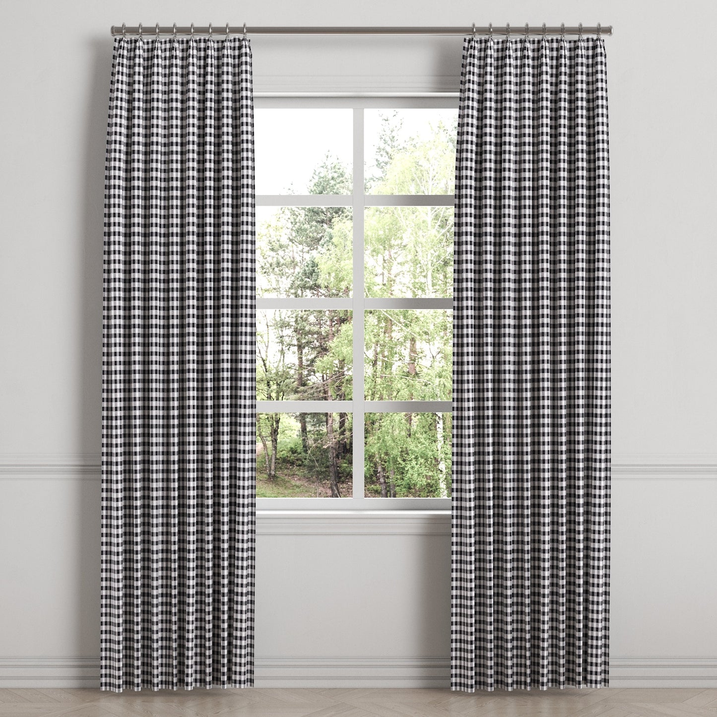 Euro Pleat Drapery in Gingham - Black