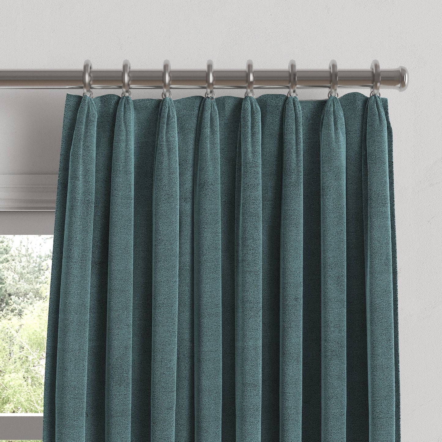 Euro Pleat Drapery in Classic Velvet - Seaside