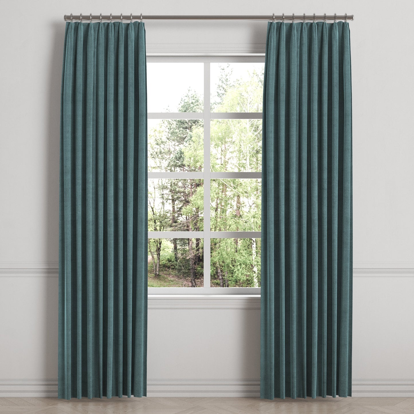 Euro Pleat Drapery in Classic Velvet - Seaside