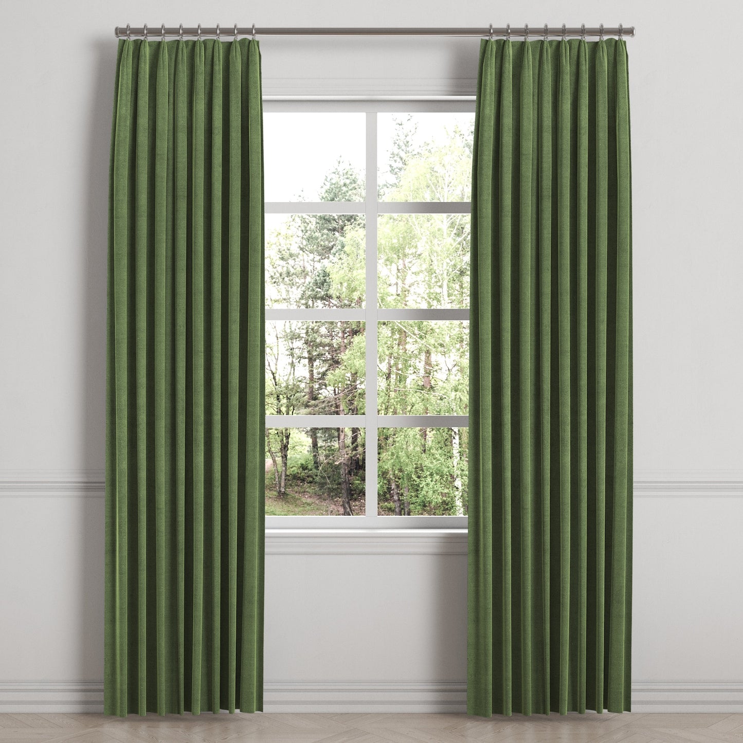 Euro Pleat Drapery in Classic Velvet - Aloe