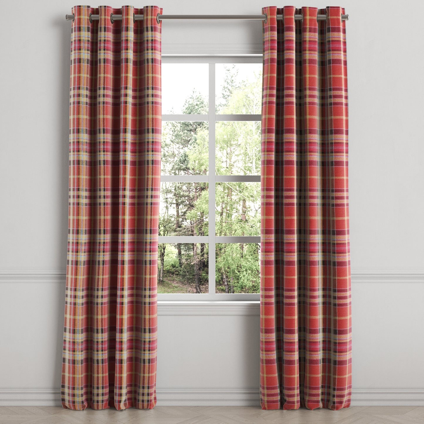 Grommet Drapery in Tartan - Redwood