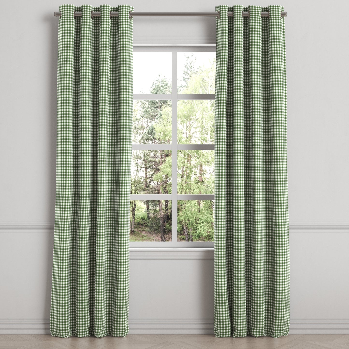 Grommet Drapery in Gingham - Fir