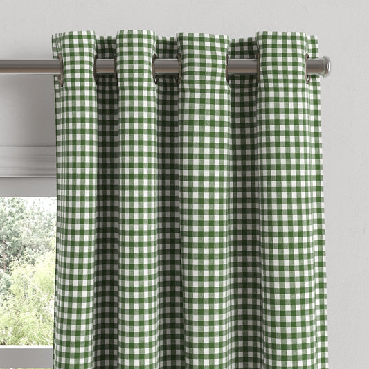 Grommet Drapery in Gingham - Fir