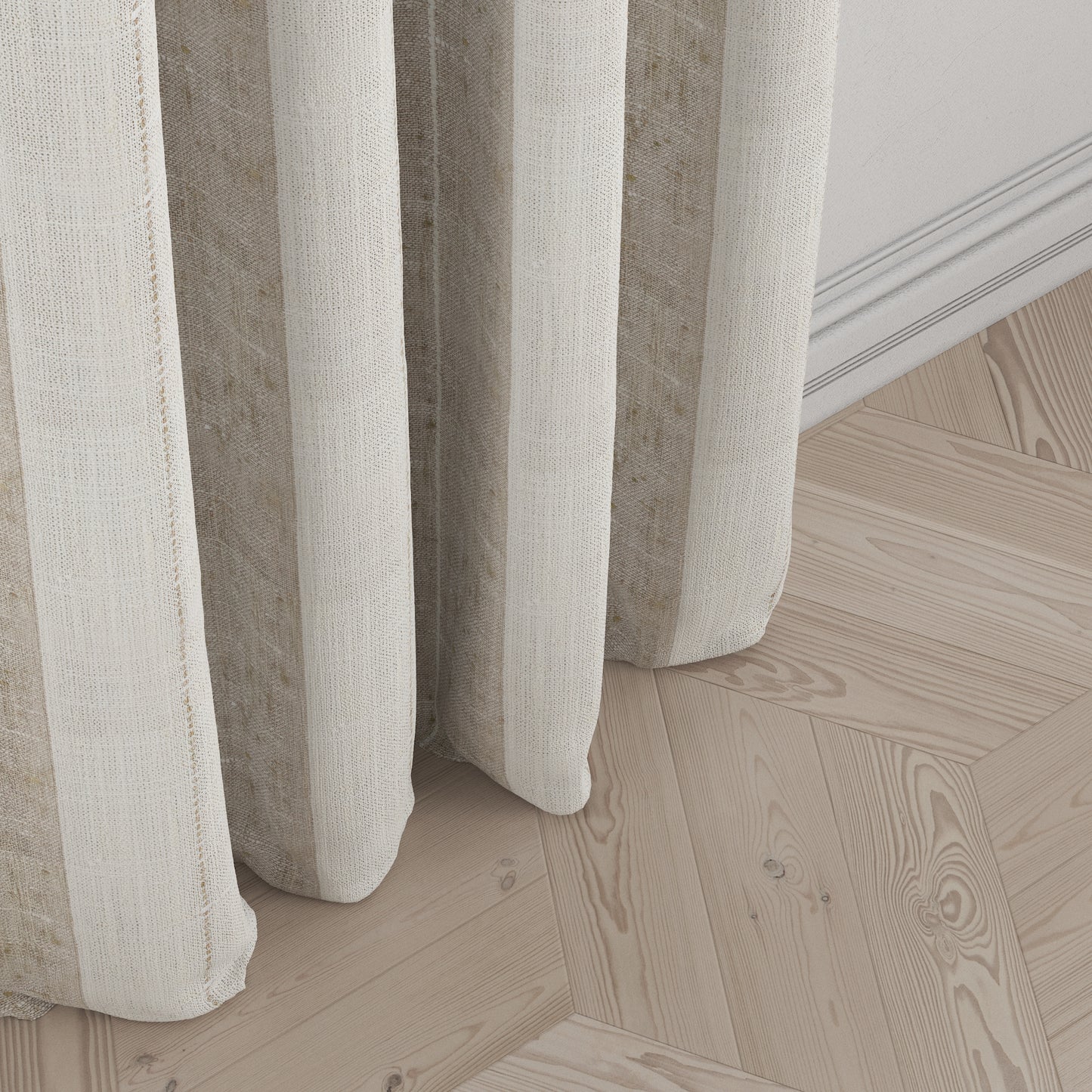 Grommet Drapery in French Laundry Stripe - Champagne