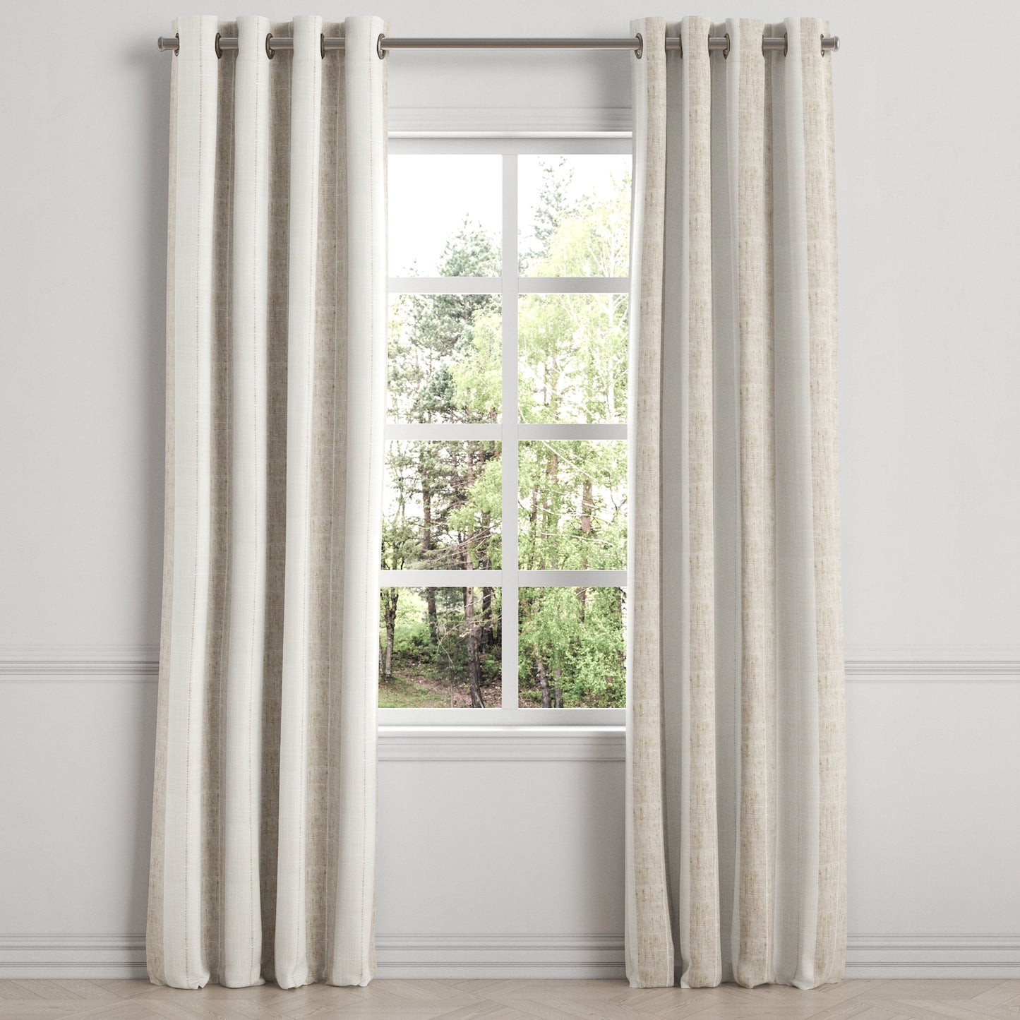 Grommet Drapery in French Laundry Stripe - Champagne