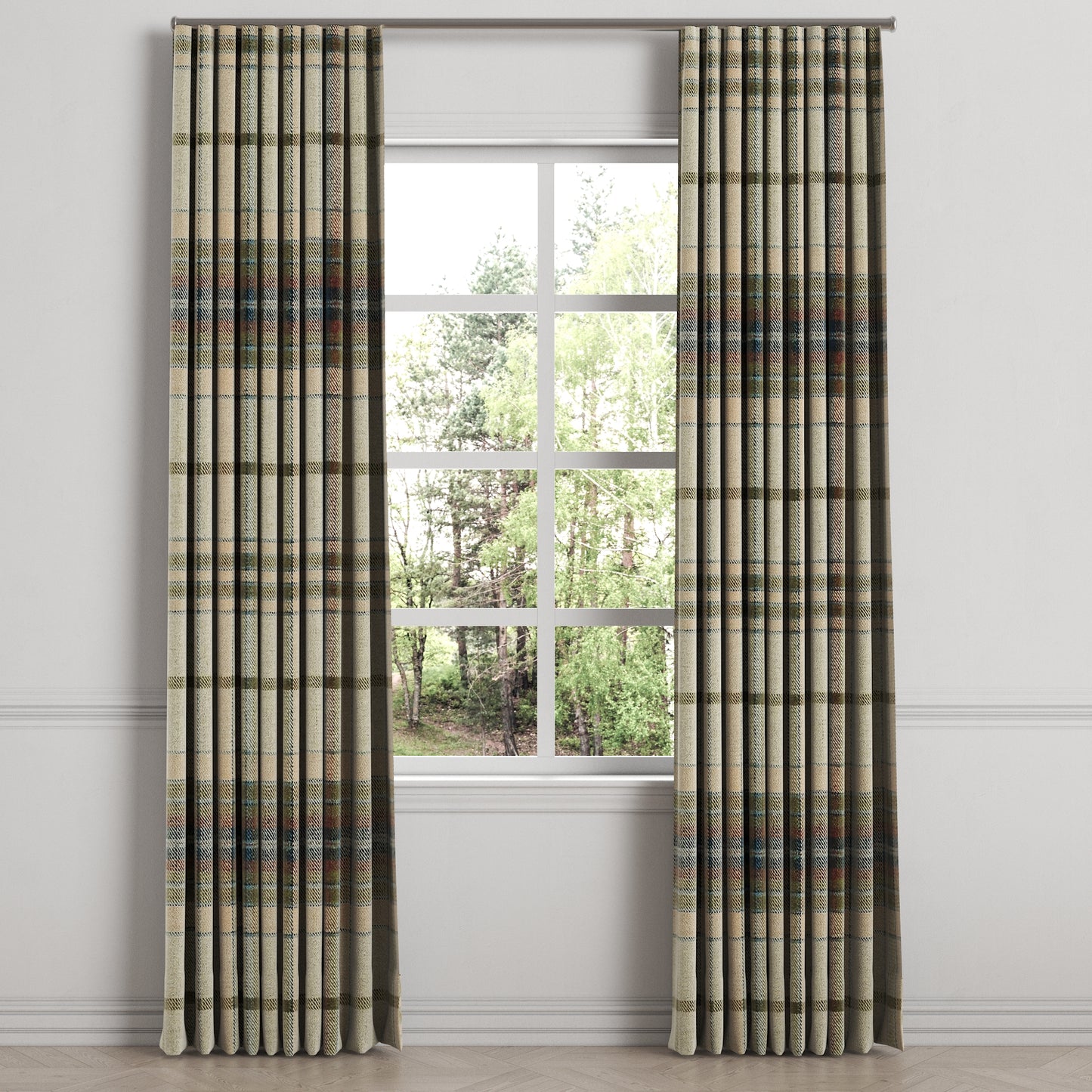 Ripplefold Drapery in Tartan - Cappuccino