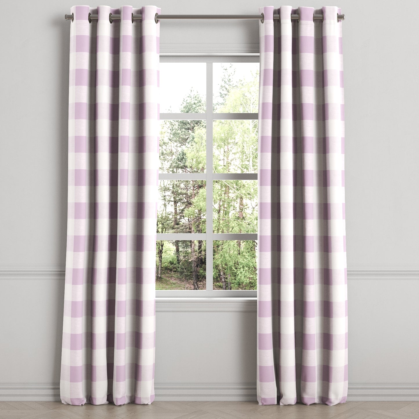 Grommet Drapery in Buffalo Check - Lilac
